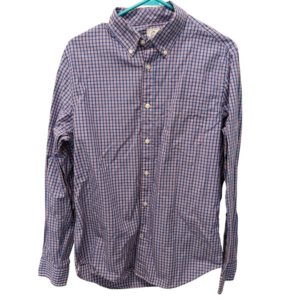 Gap Lived-In Blue and Red Long-Sleeve Button Down Shirt Men's Size Medium